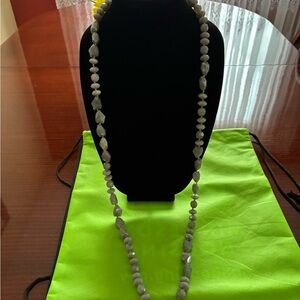 Talbots Long Irregular Gray Bead Necklace